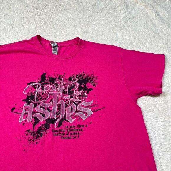 Beauty for Ashes Bible Verse Women’s Jesus Graphic Emo Scene Tee T Shirt - Picture 1 of 7